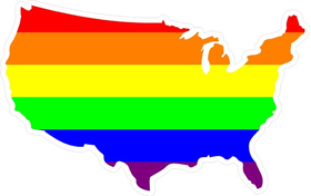 Rainbow LGBT Flag USA Map Decal / Sticker 08