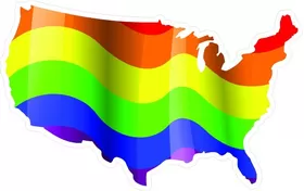 Rainbow LGBT Flag USA Map Decal / Sticker 09