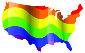 Rainbow LGBT Flag USA Map Decal / Sticker 09