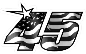 Number 45 Black and White American Flag Decal / Sticker b