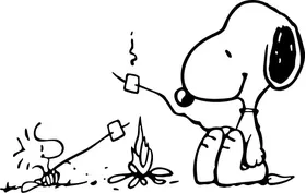 Snoopy and Woodstock Around Campfire Decal / Sticker 01