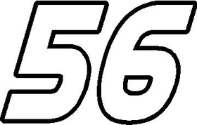 56 Race Number Hemihead Font Decal / Sticker