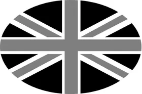 Great Britain Union Jack Flag Grayscale Oval Decal / Sticker 10