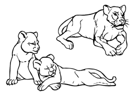 Lion and Cubs Mascot Decal / Sticker