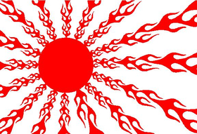 Japan Rising Sun Flames Decal / Sticker