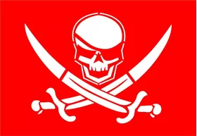 Red Jolly Roger Flag Decal / Sticker 03