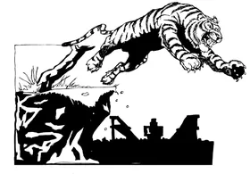 Jumping Tiger Mascot Decal / Sticker
