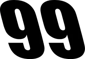 99 Race Number Solid Decal / Sticker 02