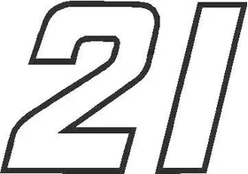 21 Race Number Outline Decal / Sticker