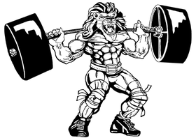 Weightlifting Lions Mascot Decal / Sticker 3