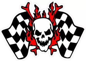 Skull and Checkered Flag Decal / Sticker 02