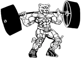 Weight Lifting Bear Mascot Decal / Sticker