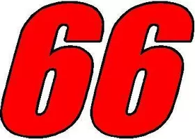 66 Race Number 2 Color Impact Font Decal / Sticker