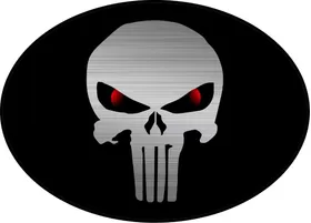 Brushed Red Eyed Punisher Oval Decal / Sticker 163