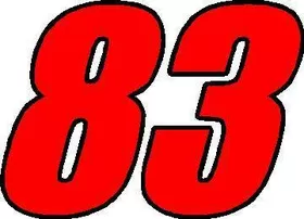 83 Race Number 2 Color Impact Font Decal / Sticker