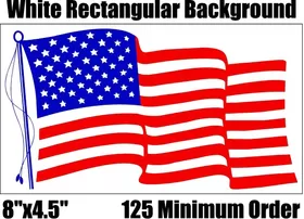 8x4.5 Inch American Flag Decals / Stickers in BULK