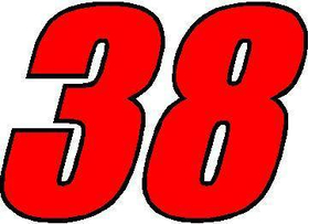 38 RACE NUMBER 2 COLOR IMPACT FONT DECAL / STICKER