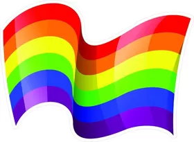 Waving Rainbow LGBT Flag Decal / Sticker 08