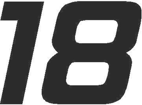 18 Race Number Hemihead Font Decal / Sticker