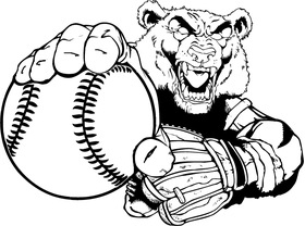 Baseball Bear Pitching Mascot Decal / Sticker