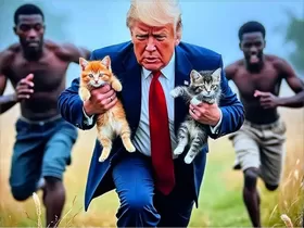 Trump Saving Cats From Haitians Decal / Sticker 08