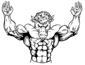 Weightlifting Buffalo Mascot Decal / Sticker wt1