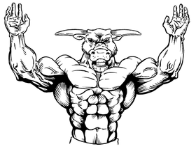 Weightlifting Bull Mascot Decal / Sticker 1