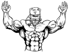 Weightlifting Frontiersman Mascot Decal / Sticker 1