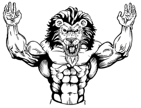 Weightlifting Lions Mascot Decal / Sticker 1