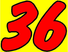 36 Race Number 2 Color Impact Font Decal / Sticker