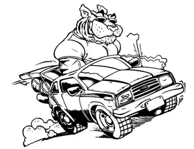 Tiger Mascot Driving a Car Decal / Sticker