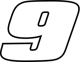 9 Race Number Decal / Sticker OUTLINE