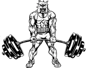 Weightlifting Bulldog Mascot Decal / Sticker