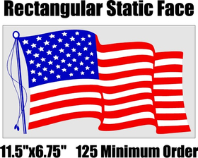 11.5x6.75 Inch Static Cling American Flag Decals / Stickers in BULK