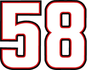 58 Race Number Decal / Sticker b