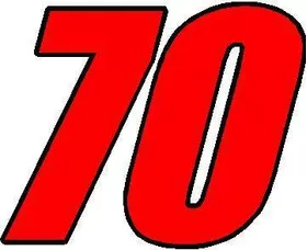 70 Race Number 2 Color Impact Font Decal / Sticker