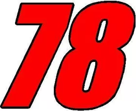 78 Race Number 2 Color Impact Font Decal / Sticker