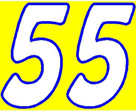 55 Race Number 2 Color Hemihead Font Decal / Sticker