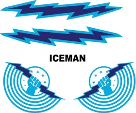 Top Gun Iceman Helmet Decal / Sticker Set 01