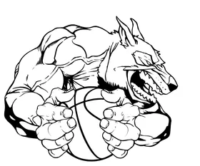 Wolves Basketball Mascot Decal / Sticker