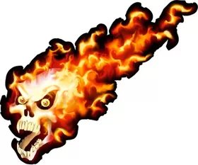 True Fire Orange Flaming Skull Decal / Sticker