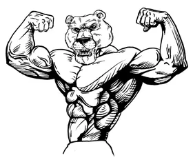 Weight Training Bear Mascot Decal / Sticker