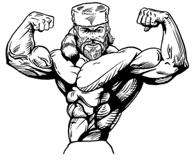 Weightlifting Frontiersman Mascot Decal / Sticker 3