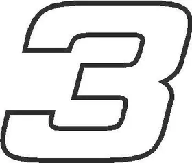 3 Race Number Hemihead Font Decal / Sticker