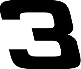 3 Race Number Hemihead Font Decal / Sticker