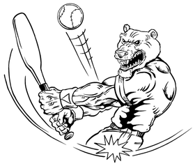 Baseball Batting Bear Mascot Decal / Sticker