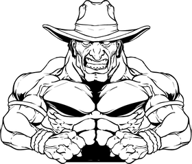 Weightlifting Cowboys Mascot Decal / Sticker