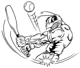 Baseball Batter Hornet, Yellow Jacket, Bee Mascot Decal / Sticker 07