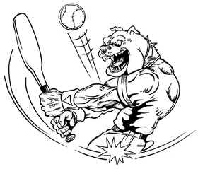 Baseball Bulldog Mascot Decal / Sticker 04