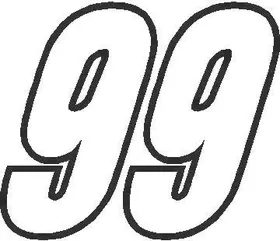 99 Race Number Outline Decal / Sticker